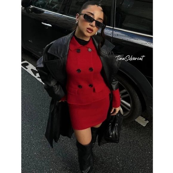 BLOGGER'S FAVE! Zara Red Wool Blazer Jacket NWT - Picture 6 of 15